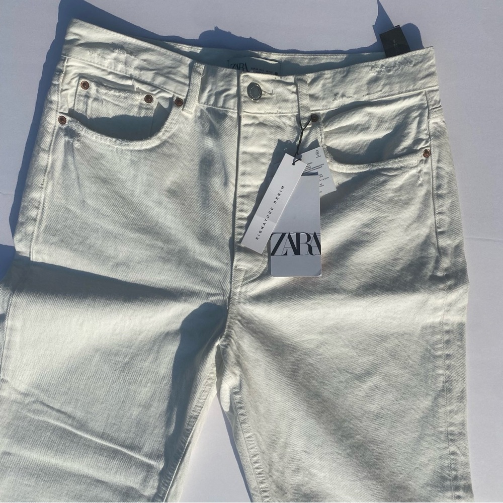 Zara White Straight Jeans Size 8